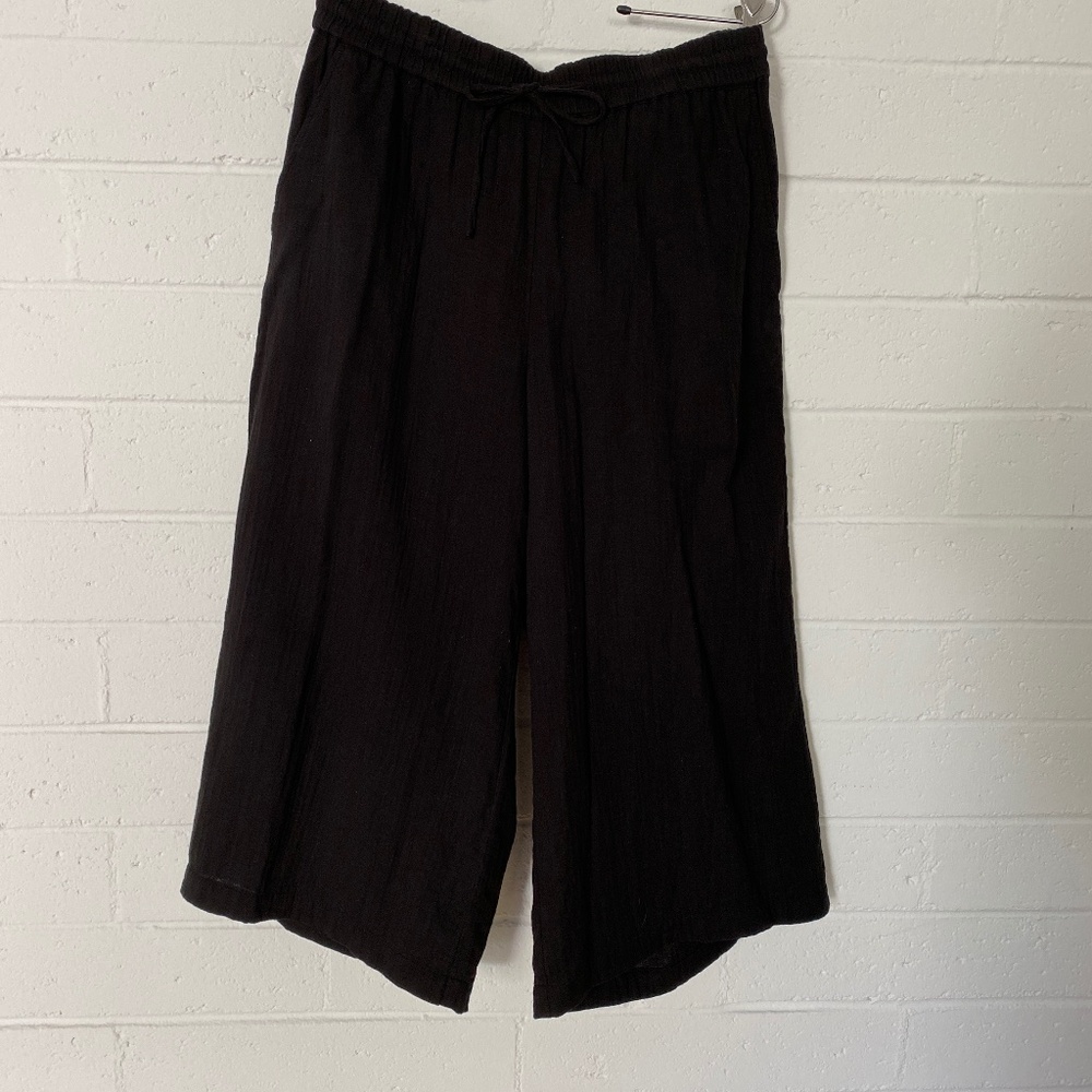 Eileen Fisher Cotton Gauze Wide Leg Pants M